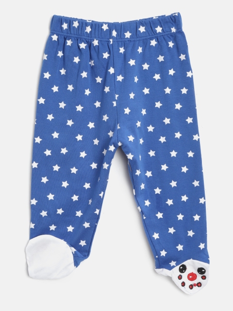 

Moms Love Girls Blue & White Star Print Bootie Leggings with Snowman Applique Detail