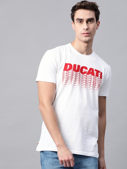 

Ducati Men White & Red Printed Round Neck T-shirt