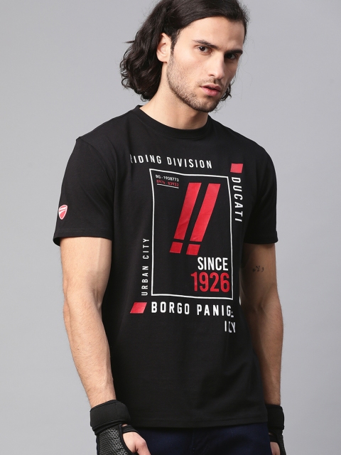 

Ducati Men Black & White Printed Round Neck T-shirt