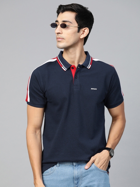 

Ducati Men Navy Blue Solid Polo Collar T-shirt