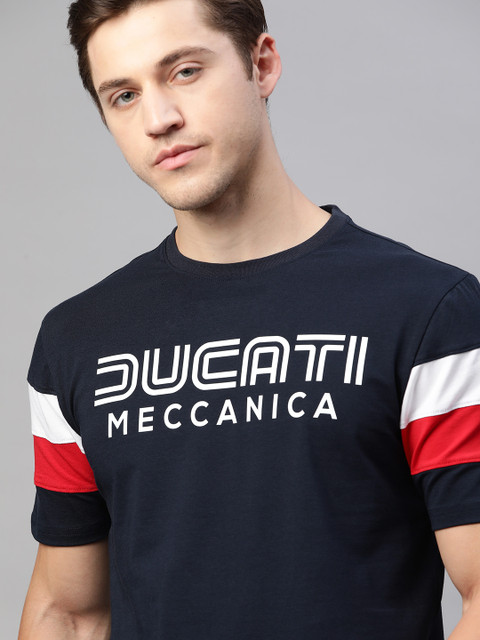 

Ducati Men Navy Printed Round Neck T-shirt, Navy blue