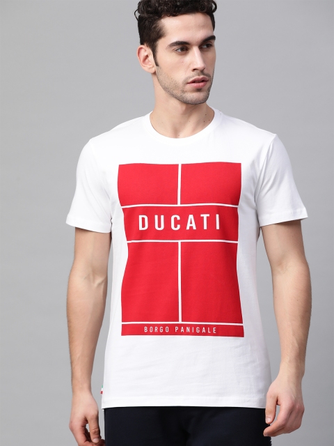 

Ducati Men White & Red Printed Round Neck T-shirt