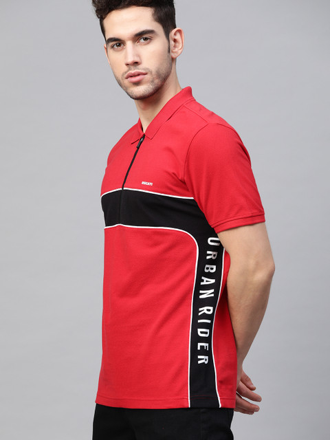 

Ducati Men Red & Black Striped Polo Collar T-shirt