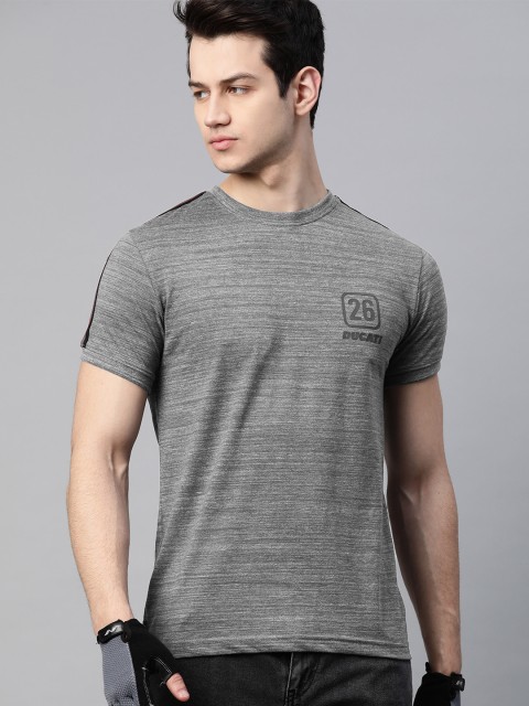 

Ducati Men Charcoal Grey Self-Striped Round Neck T-shirt