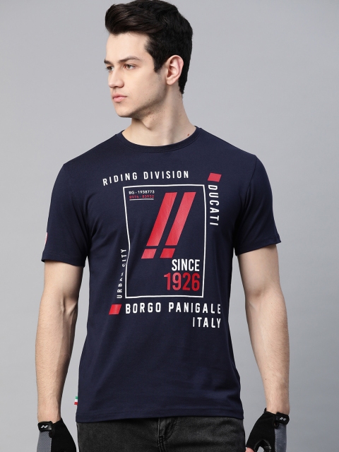 

Ducati Men Navy Blue & White Printed Round Neck T-shirt