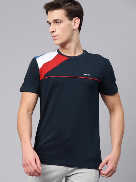 

Ducati Men Navy Blue Colourblocked Detail Round Neck T-shirt