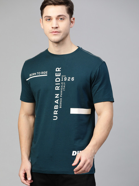

Ducati Men Teal Blue & White Printed Round Neck T-shirt