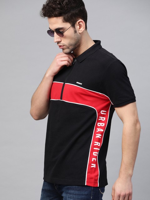 

Ducati Men Black & Red Striped Polo Collar T-shirt