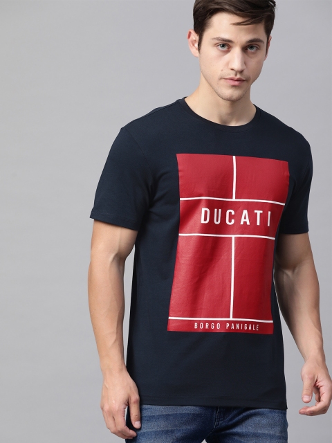 

Ducati Men Navy Blue & Red Printed Round Neck T-shirt