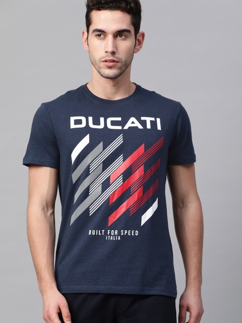 

Ducati Men Navy Blue & White Printed Round Neck T-shirt