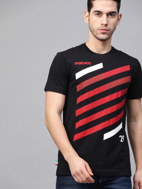 

Ducati Men Black & Red Printed Round Neck T-shirt