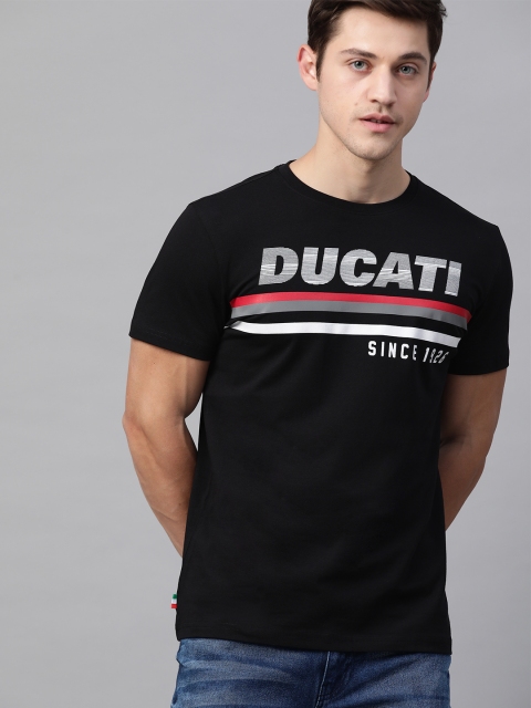 

Ducati Men Black & White Printed Round Neck T-shirt