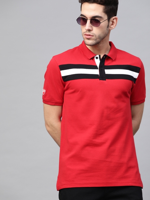 

Ducati Men Red & Black Striped Polo Collar T-shirt