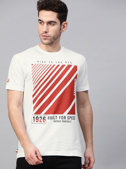 

Ducati Men White & Red Printed Round Neck T-shirt