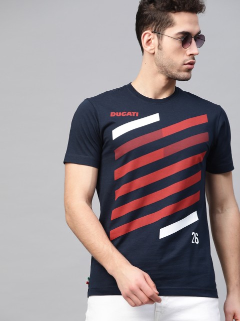 

Ducati Men Navy Blue & Red Printed Round Neck T-shirt