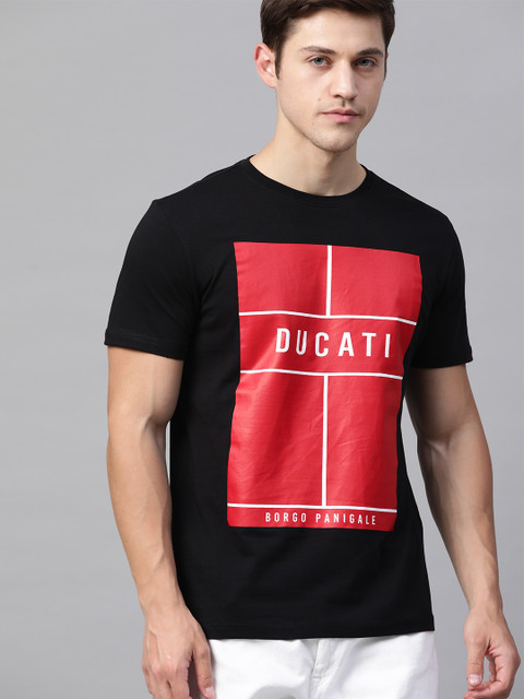 

Ducati Men Black & Red Printed Round Neck T-shirt