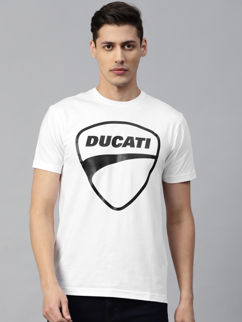 

Ducati Men White Printed Round Neck T-shirt