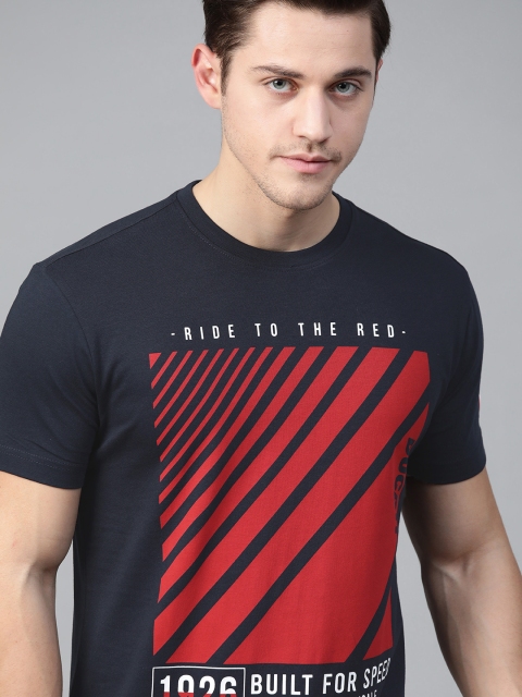 

Ducati Men Navy Blue & Red Striped Round Neck T-shirt