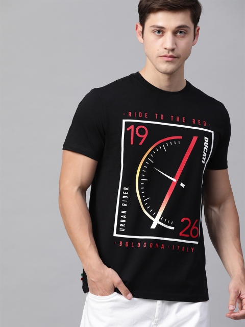 

Ducati Men Black & Red Printed Round Neck T-shirt