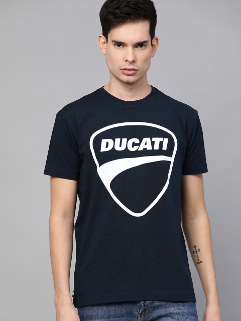 

Ducati Men Navy Blue & White Printed Round Neck T-shirt