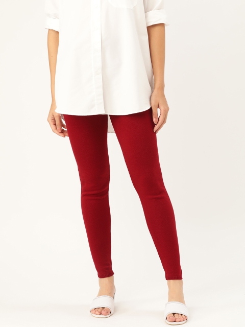 

Madame Women Maroon Solid Winter Leggings