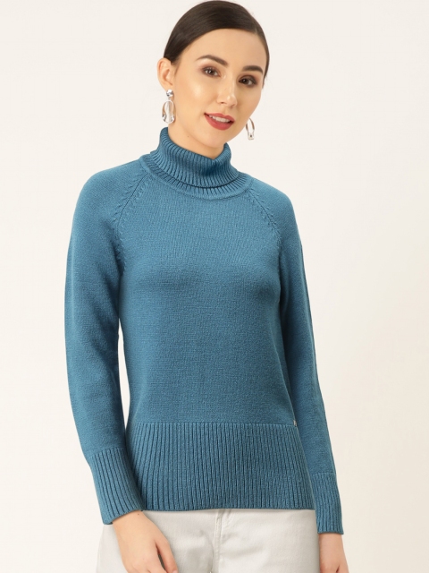 

Madame Women Blue Solid Pullover Sweater