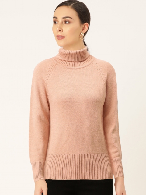 

Madame Women Peach-Coloured Solid Pullover