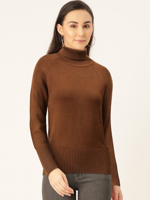 

Madame Women Brown Solid Pullover Sweater