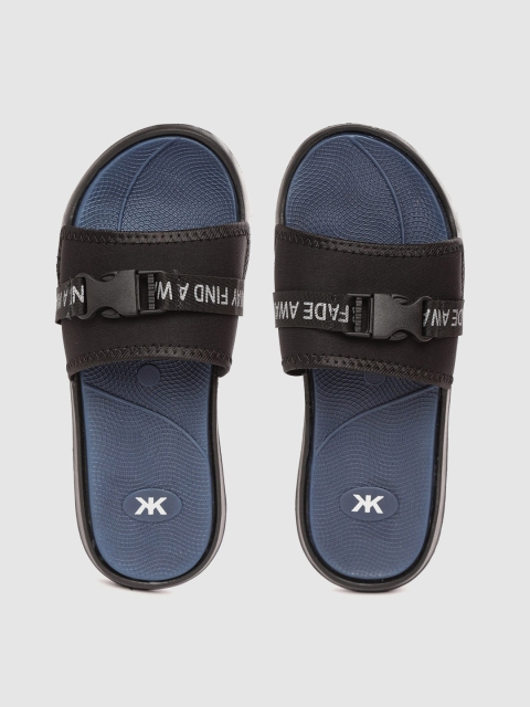 

Kook N Keech Men Black & Blue Printed Sliders