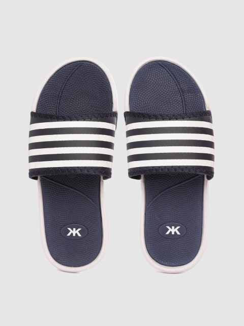 

Kook N Keech Men Navy & White Striped Sliders, Navy blue