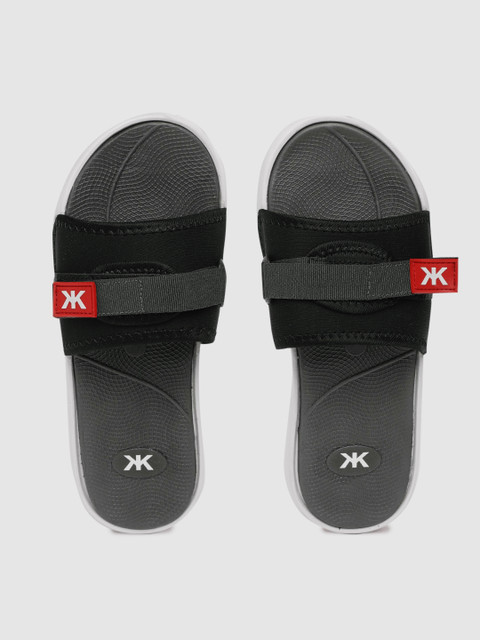 

Kook N Keech Men Black & Grey Solid Sliders