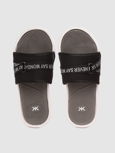 

Kook N Keech Men Black & Grey Printed Sliders
