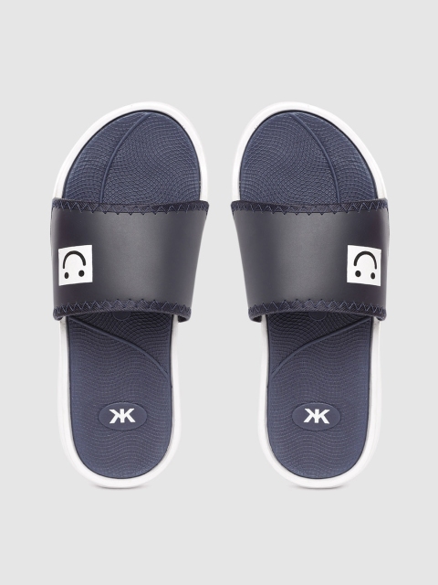 

Kook N Keech Men Navy Blue & White Printed Sliders with Textured Detail