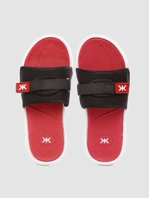 

Kook N Keech Men Black & Red Solid Sliders