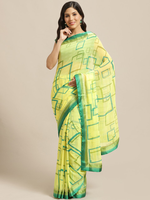 

Vishal Prints Yellow & Green Printed Saree