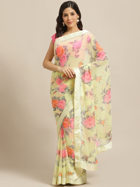 

Vishal Prints Yellow & Pink Floral Print Saree