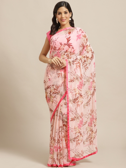 

Vishal Prints Pink & Brown Floral Print Saree
