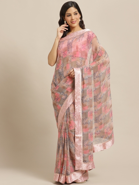 

Vishal Prints Peach-Coloured & Beige Floral Printed Saree