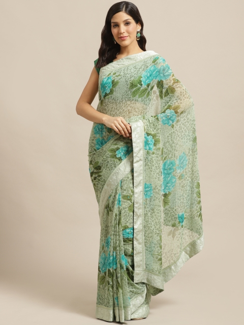 

Vishal Prints Green & Blue Floral Printed Saree