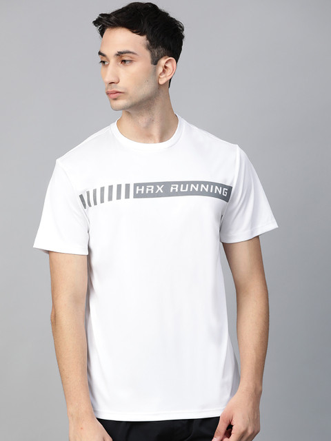 

HRX by Hrithik Roshan Men Bright White Solid Rapid-Dry Running T-shirt