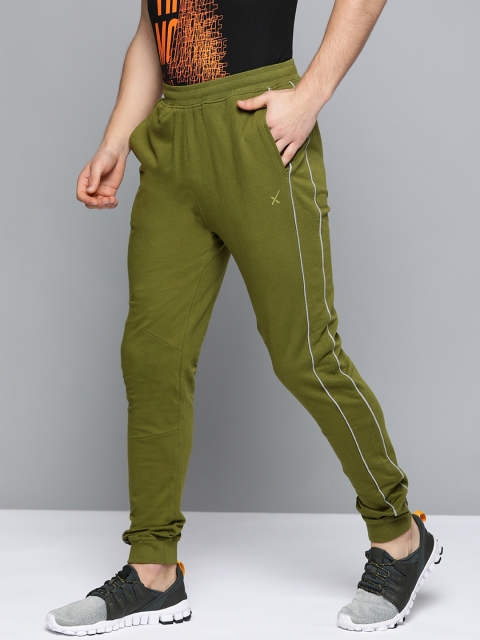 

HRX by Hrithik Roshan Men Avocado Solid Regular Fit Bio-Wash Lifestyle Joggers, Olive