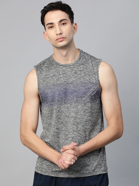 

HRX by Hrithik Roshan Men Grey Melange Solid Melange Running T-shirt