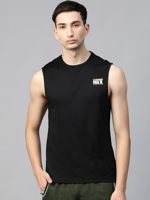 

HRX by Hrithik Roshan Men Jet Black Solid Rapid-Dry Antimicrobial Training T-shirt