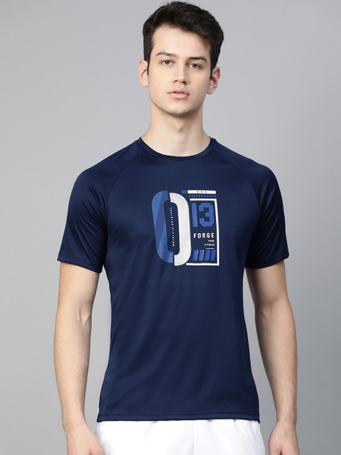 

HRX by Hrithik Roshan Men Medieval Blue Solid Rapid-Dry Antimicrobial Training T-shirt, Navy blue