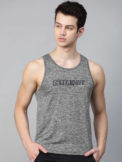 

HRX by Hrithik Roshan Men Grey Melange Solid Rapid-Dry Training T-shirt, Charcoal