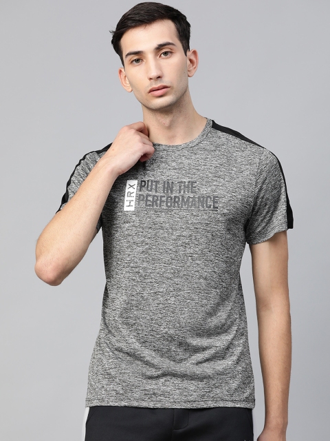 

HRX by Hrithik Roshan Men Grey Melange Solid Rapid-Dry Training T-shirt, Charcoal