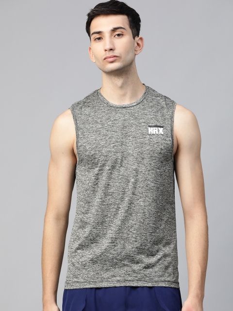 

HRX by Hrithik Roshan Men Grey Melange Solid Rapid-Dry Training T-shirt, Charcoal