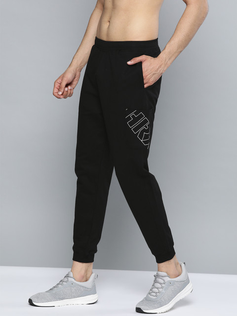 

HRX by Hrithik Roshan Men Jet Black Solid Regular Fit Bio-Wash Lifestyle Joggers