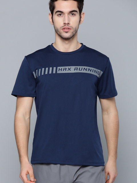 

HRX by Hrithik Roshan Men Medieval Blue Solid Rapid-Dry Running T-shirt, Navy blue