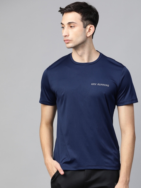

HRX by Hrithik Roshan Men Medieval Blue Solid Rapid-Dry Running T-shirt, Navy blue